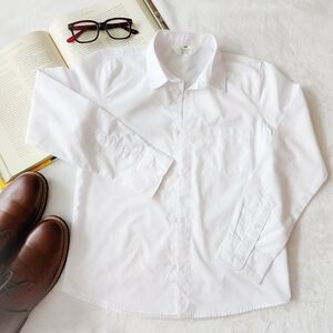 H&M Boys White Button Down Shirt Size 10–11, Classic Dress Shirt